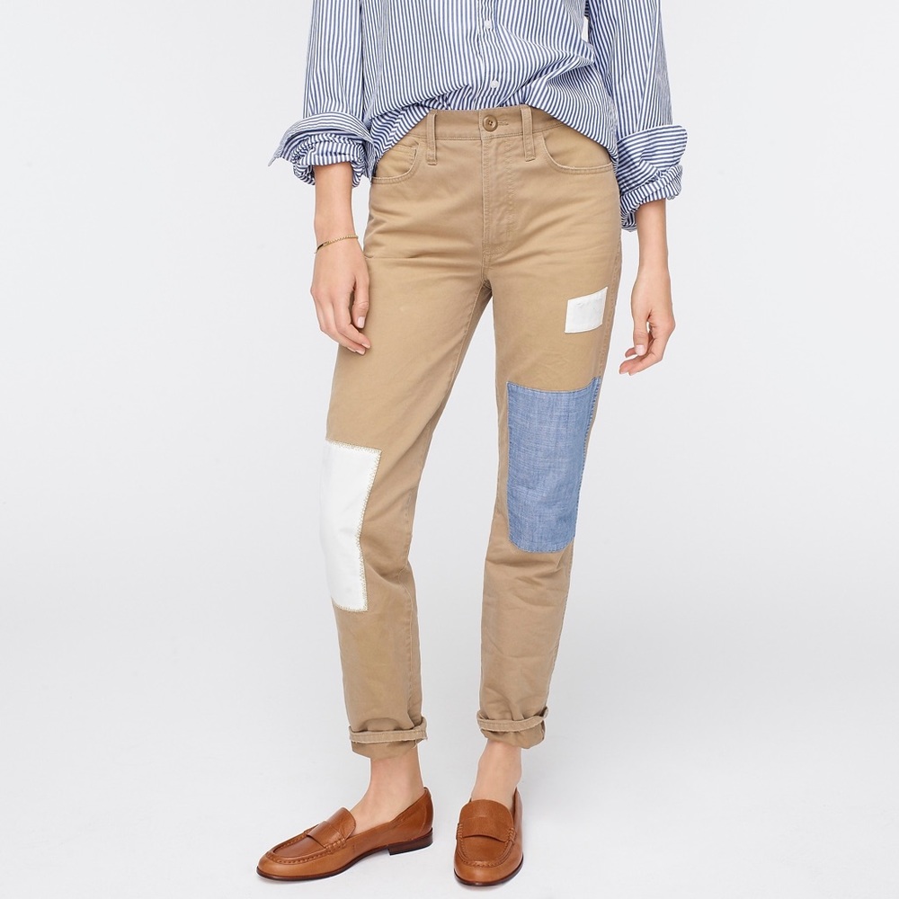 NWT J Crew Vintage straight chino pant w patchwork